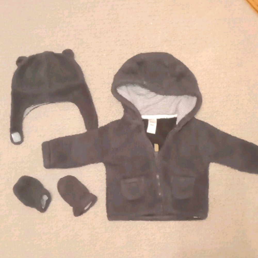 Carter's Sherpa jacket/hat/gloves 6 months